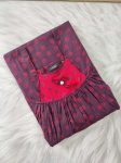 Traditional cotton nighty, 55 Inches Long - Purple + Red