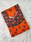 Front Open Cotton Nighty With Buttons, 55 Inches Long - Orange