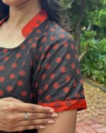 Comfortable Churidar Model Cotton Nighty With Collar Neck - 55 Inches Long - Black - Image 3