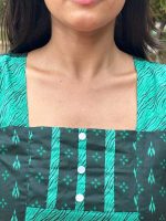 Comfortable Churidar Model Cotton Nighty - 55 Inches Long - Green - Image 4