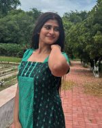 Comfortable Churidar Model Cotton Nighty - 55 Inches Long - Green - Image 2