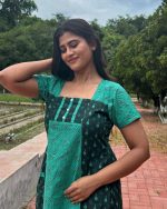 Comfortable Churidar Model Cotton Nighty - 55 Inches Long - Green
