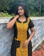 Comfortable Churidar Model Cotton Nighty - 55 Inches Long - Yellow