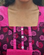 Comfortable Churidar Model Cotton Nighty - 55 Inches Long - Rose - Image 3