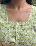 Full Open Maternity Gown With Buttons  -55 Inches Long - Green - Image 3