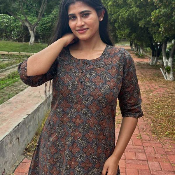Comfortable Churidar Model Cotton Nighty with Shawl - 55 Inches Long