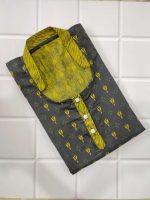 Cotton Nighty With Collar- 55 inches long - Green