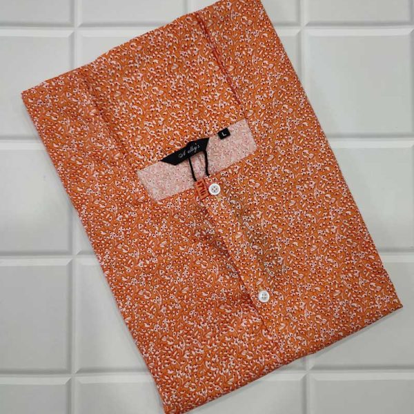 Full Open Maternity Gown With Buttons  -55 Inches Long - Orange