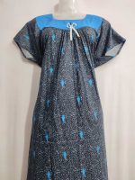Comfortable cotton nighty with round neck -55 inches long - Black - Image 2