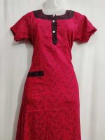 Comfortable Churidar Model Cotton Nighty - 55 Inches Long - Magenta - Image 2