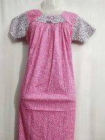 Traditional cotton nighty, 55 Inches Long  - Rose - Image 2