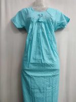 Traditional cotton nighty, 55 Inches Long- Blue - Image 2