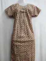 Traditional cotton nighty, 55 Inches Long- Brown - Image 2