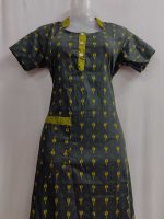 Cotton Nighty With Collar- 55 inches long - Green - Image 2