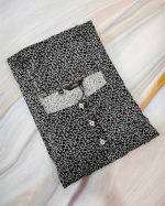 Comfortable Front Open Cotton Nighty With Buttons- 57 inches long - Black
