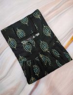 Front Open Cotton Nighty With Buttons, 55 Inches Long - Dark Green