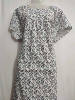 Comfortable Front Open Cotton Nighty With Buttons- 57 inches long - White - Image 2