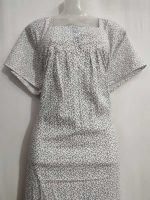 Comfortable Front Open Cotton Nighty With Buttons- 57 inches long - White - Image 2