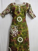 Comfortable cotton nighty with long sleeves- 55 inches long - Green - Image 2