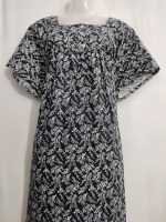 Comfortable Front Open Cotton Nighty With Buttons- 57 inches long - Black - Image 2