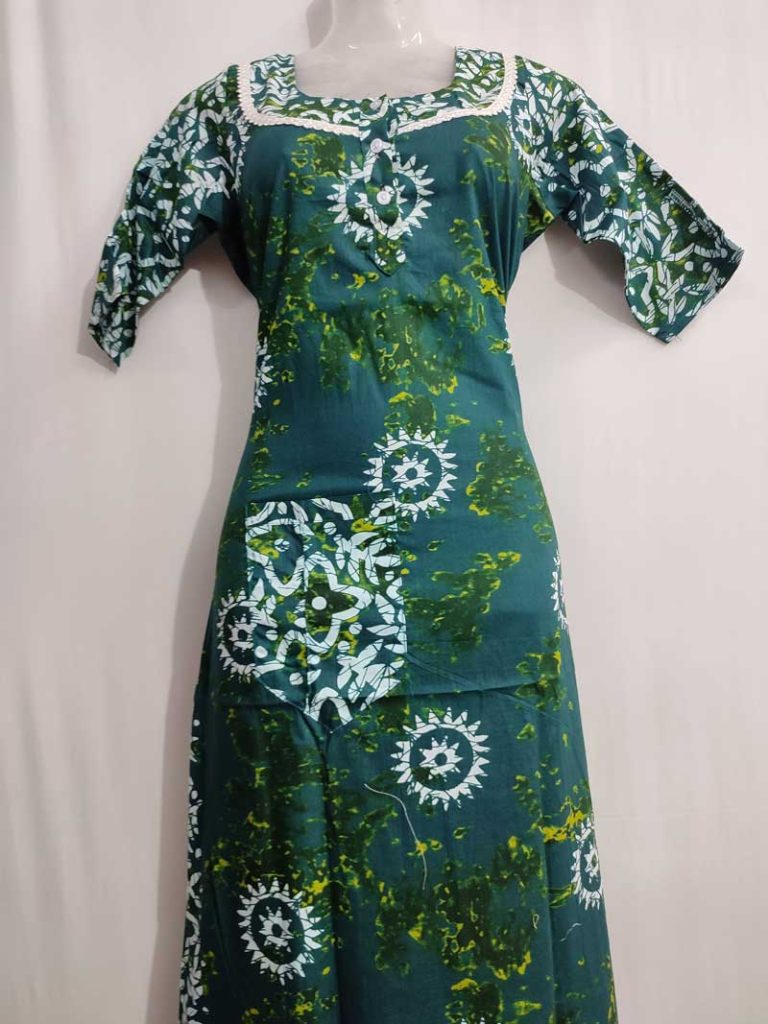 - Front Open Nighty With Pleats Stitching - Front Open Nighty With Pleats Stitching
