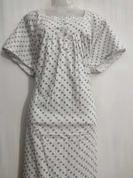 Comfortable Front Open Cotton Nighty With Buttons- 57 inches long - White - Image 2