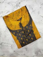 Comfortable Churidar Model Cotton Nighty - 55 Inches Long - Yellow