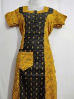 Comfortable Churidar Model Cotton Nighty - 55 Inches Long - Yellow - Image 2