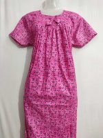 Traditional cotton nighty, 55 Inches Long- Rose - Image 2
