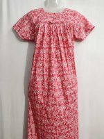 Traditional cotton nighty, 55 Inches Long- Peach - Image 2
