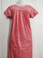Traditional cotton nighty, 55 Inches Long- Peach - Image 2