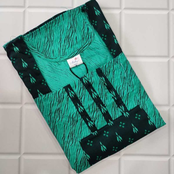 Comfortable Churidar Model Cotton Nighty - 55 Inches Long - Green