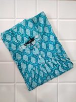 Front Open Cotton Nighty With Buttons, 55 Inches Long - Blue