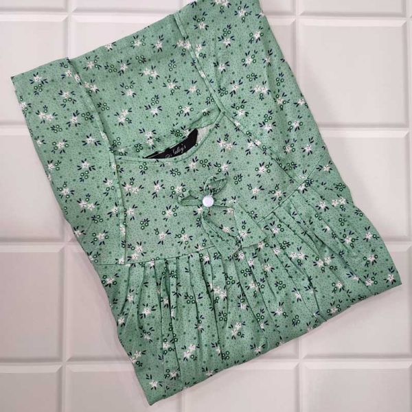 Traditional cotton nighty, 55 Inches Long- Green