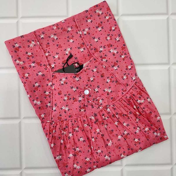 Traditional cotton nighty, 55 Inches Long-Peach