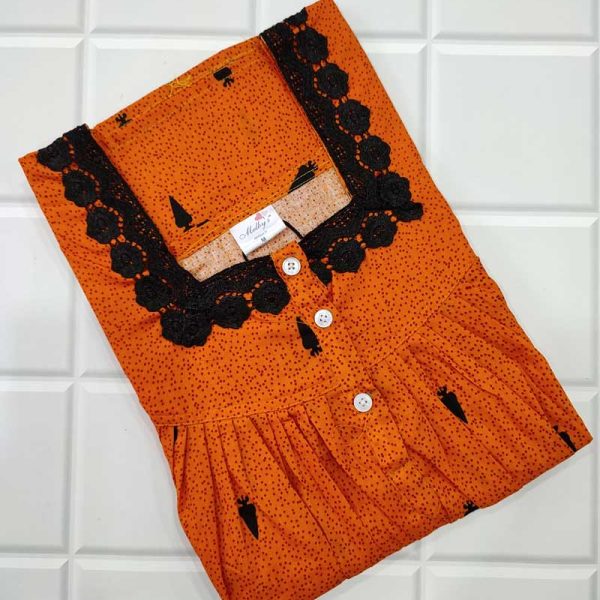 Front Open Cotton Nighty With Buttons, 55 Inches Long