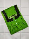 Front Open Cotton Nighty With Buttons, 55 Inches Long - Green