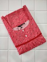 Comfortable Front Open Cotton Nighty With Buttons- 57 inches long - Peach