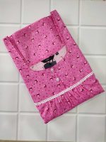 Comfortable Front Open Cotton Nighty With Buttons- 57 inches long - Rose