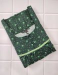 Comfortable Front Open Cotton Nighty With Buttons- 57 inches long - Green