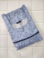Comfortable Front Open Cotton Nighty With Buttons- 57 inches long - Blue