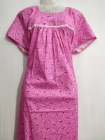 Comfortable Front Open Cotton Nighty With Buttons- 57 inches long - Rose - Image 2