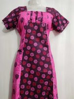Comfortable Churidar Model Cotton Nighty - 55 Inches Long - Rose - Image 2