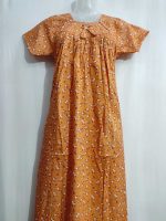 Traditional cotton nighty, 55 Inches Long- Orange - Image 2