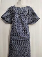 Comfortable  Cambric Cotton Nighty, 57 Inches Long - Dark Blue - Image 2