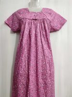 Traditional cotton nighty, 55 Inches Long - Pink - Image 2