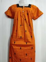 Front Open Cotton Nighty With Buttons, 55 Inches Long - Image 2