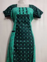 Comfortable Churidar Model Cotton Nighty - 55 Inches Long - Green - Image 2