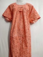 Comfortable Premium Cotton Nighty , 57 Inches Long - Orange - Image 2