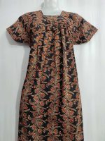 Comfortable Cambric Cotton Nighty, 55 Inches Long  - Brown - Image 2